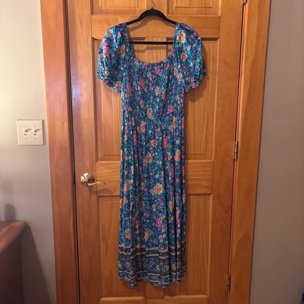 Women’s Summer Boho Floral Swing Neck Maxi Dress